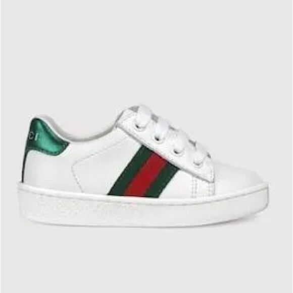 GUCCI TODDLER LEATHER LOW-TOP WITH WEB SIZE 23 - Picture 1 of 5